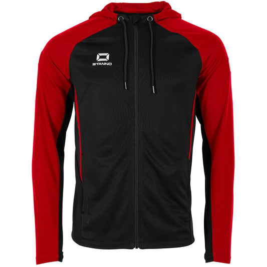 Stanno - Stadio Hooded Full Zip Top Schwarz/ Rot